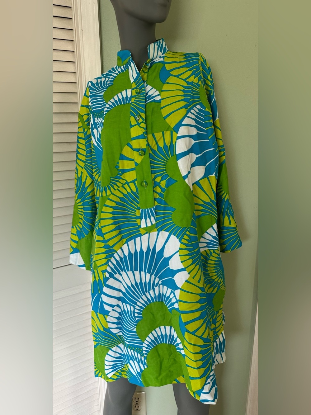 Vintage Penthouse Gallery Inc NY  Green and Blue Long Sleeve Dress Size L